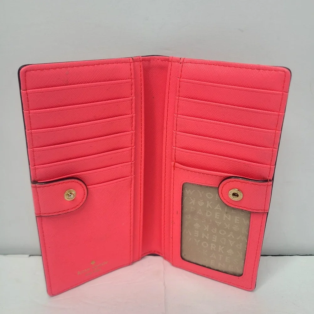 Kate Spade Laurel Way Stacy Wallet Slim Bifold Hot Pink Abstract
